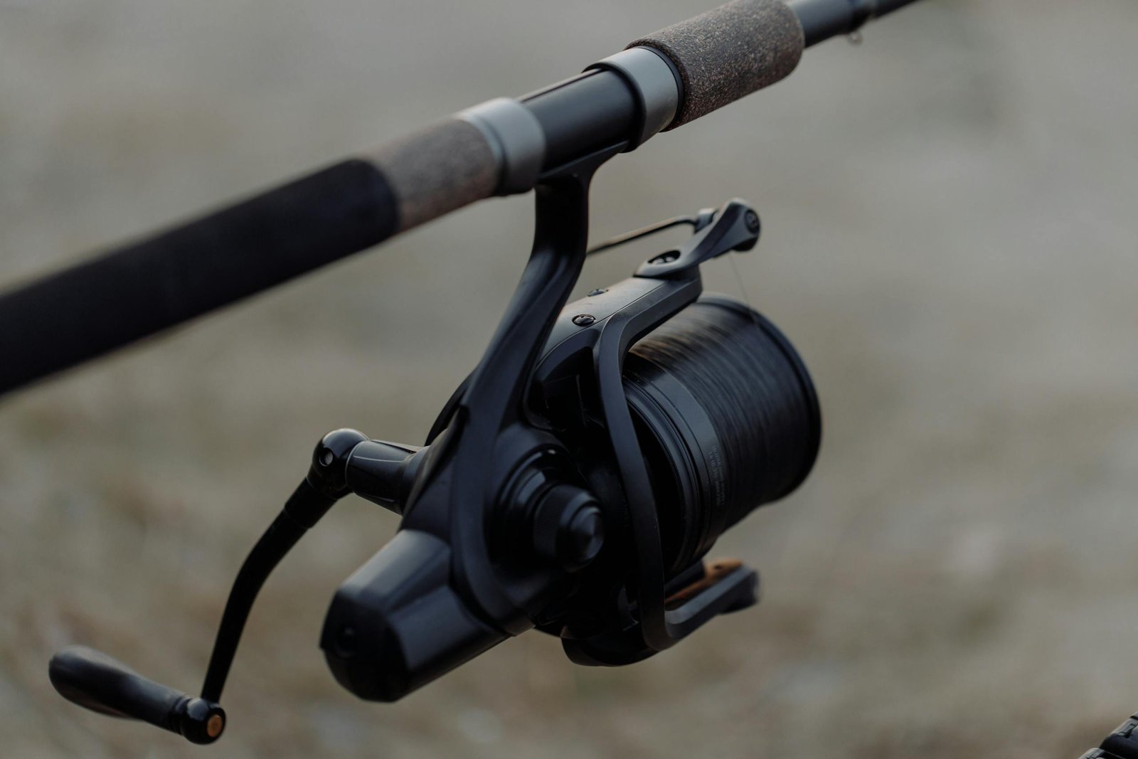 High-quality image of a fishing reel on a rod, perfect for outdoor enthusiasts.